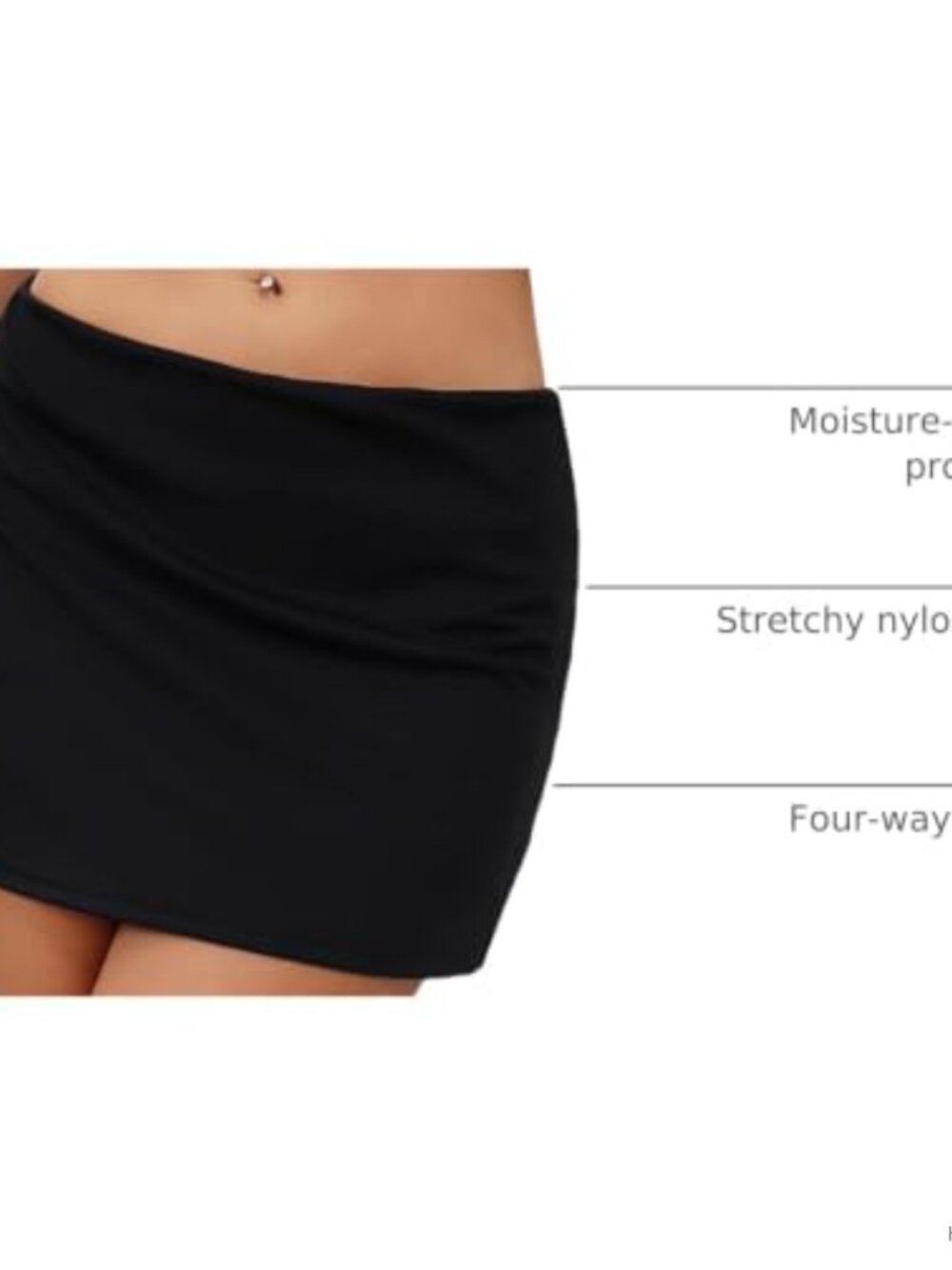 Stretchy Mini Skort with Built-in Shorts, Side Slits, High-Low Hem, Low Rise - Picture 3 of 6